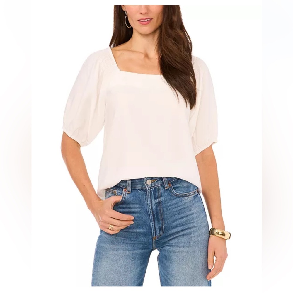 Vince Camuto Cream Square Neck Blouse size small